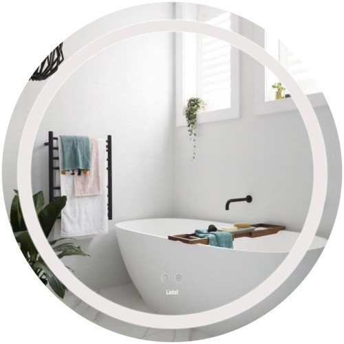 Зеркало Lidz Aria R800 с LED-подсветкой Touch, с антизапотеванием, с диммером, рег. яркости LD78LR800
