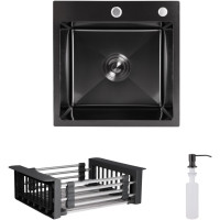 Акційний набір Lidz: мийка Handmade H4545 Black PVD Decor 2,5/0,5 мм + K01B Корзина для кухонной мойки