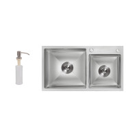 Мийка для кухні з двома чашами інтегрована Lidz Handmade H7843 (LDH7843BRU35387) Brushed Steel 3,0/1,0 мм Мийка для кухні з двома чашами інтегрована Lidz Handmade H7843 (LDH7843BRU35387) Brushed Steel 3,0/1,0 мм