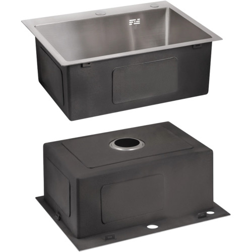 Акционный набор Lidz: мойка H5045 интегрированная Brushed Steel 3,0/1,0 мм + Смеситель Aria для кухни с гибким изливом (k35) Grey