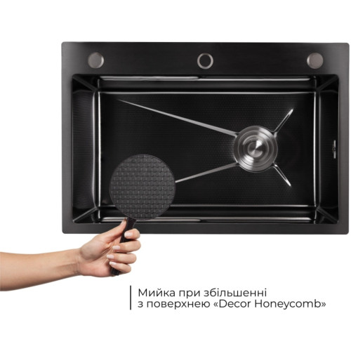 Акционный набор Lidz: мойка H6845 Décor Blaсk 3,0/1,0 мм + Смеситель Aria для кухни с гибким изливом (k35) Black