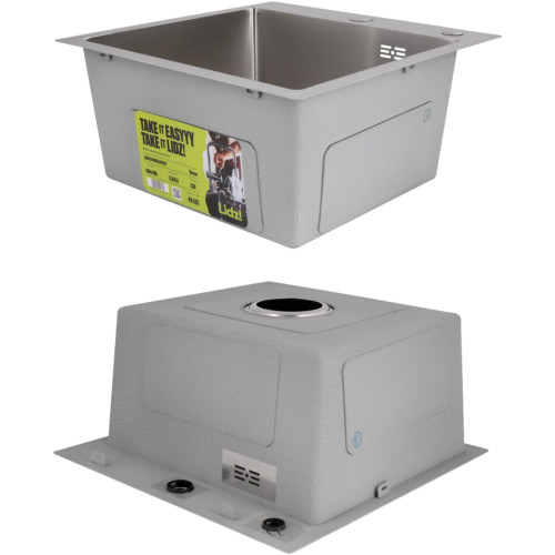 Акционный набор Lidz: мойка H4545 Decor 2,5/0,5 мм + Смеситель Aria для кухни с гибким изливом (k35) Grey