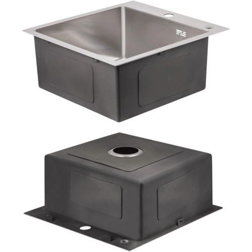 Акционный набор Lidz: мойка H5050 интегрированная Brushed Steel 3,0/1,0 мм + Смеситель Aria для кухни с гибким изливом (k35) Grey