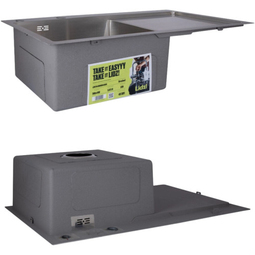 Акционный набор Lidz: мойка H7849R интегрированная крыло справа Brushed Steel 3,0/1,0 мм + Смеситель Aria для кухни с гибким изливом (k35) Grey