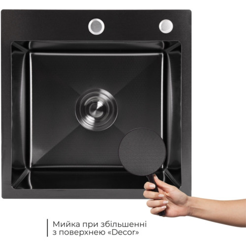 Акционный набор Lidz: мойка H4545 Black PVD Decor 2,5/0,5 мм + Смеситель Aria для кухни с гибким изливом (k35) Black