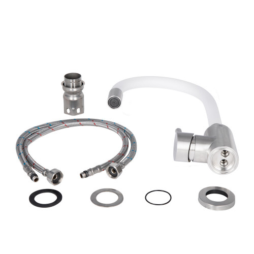 Змішувач для кухні Lidz Aria 015F3 з гнучким виливом (k35) LDARI015F3WHI43362 White / Nickel