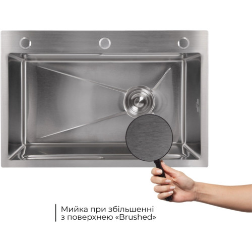Акционный набор Lidz: мойка H6845 Brushed 3,0/1,0 мм + Смеситель Aria для кухни с гибким изливом (k35) Grey