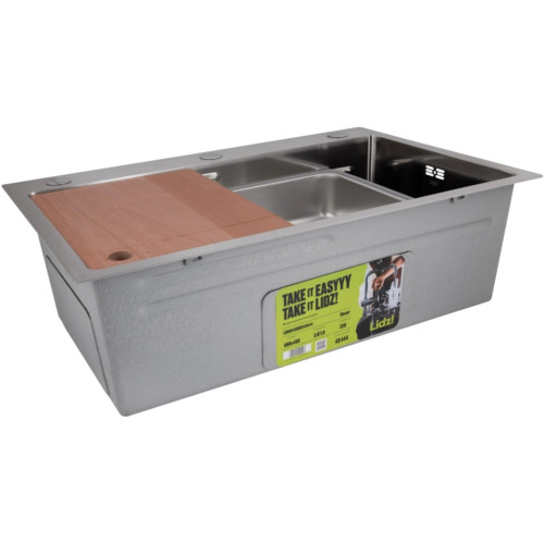 Акционный набор Lidz: мойка H6845 Decor 3,0/1,0 мм + Смеситель Aria для кухни с гибким изливом (k35) Grey