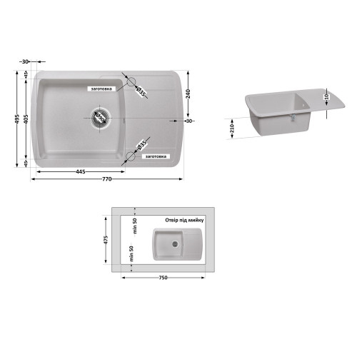 Кухонная мойка Lidz 770х490/200 STO-10 (LIDZSTO10770490200)