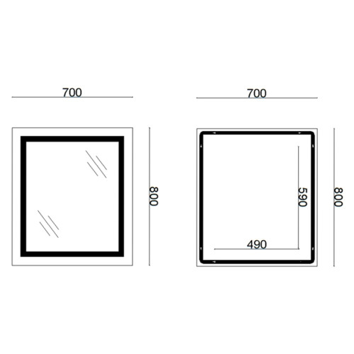Зеркало Lidz Kubis 700х800 с LED-подсветкой Touch, с антизапотеванием, с диммером, рег. яркости LD78LF9048070