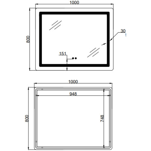 Зеркало Lidz Kubis (KU2) 1000х800 с LED-подсветкой Touch, с антизапотеванием, с диммером, рег. яркости LD78LF6141008048450