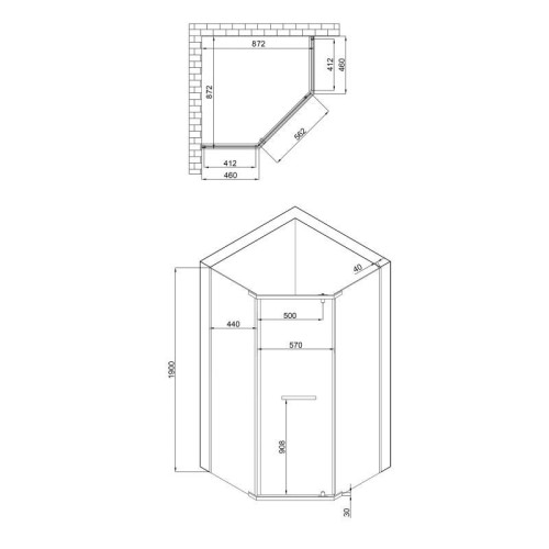 Душова кабіна Lidz Dozorca SC90x90.BLA.LOW.TR, скло прозоре 6 мм без піддону