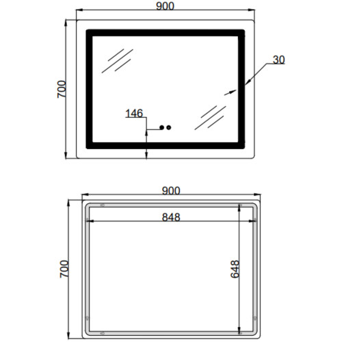Зеркало Lidz Kubis (KU2) 900х700 с LED-подсветкой Touch, с антизапотеванием, с диммером, рег. яркости LD78LF90448452