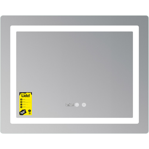 Зеркало Lidz Kubis (KU2) 800х600 с часами, с LED-подсветкой Touch, с антизапотеванием, с диммером, рег. яркости LDKU800600CL48281
