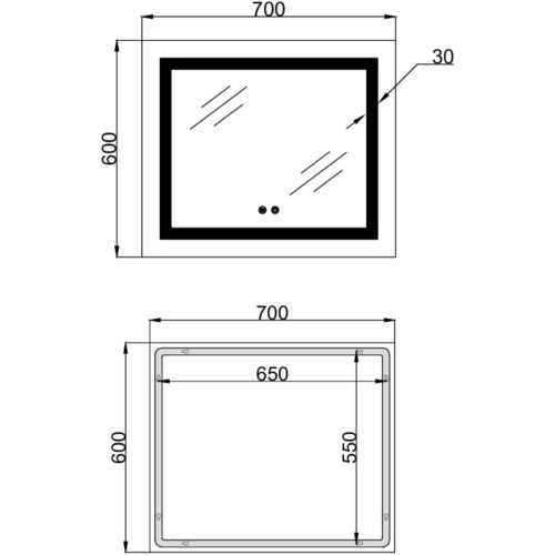 Зеркало Lidz Kubis (KU1) 600х700 с LED-подсветкой Touch, с антизапотеванием, с диммером, рег. яркости LDKU60070049285