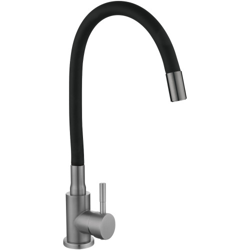 Змішувач для кухні Lidz Aria 015F3 (k35) з гнучким виливом LDARI015F3BGRP49564 Graphite/Black
