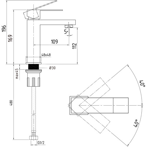 Змішувач для раковини низький Lidz Helix 001F (k35)  LDHEL001FNKS49178 Nickel