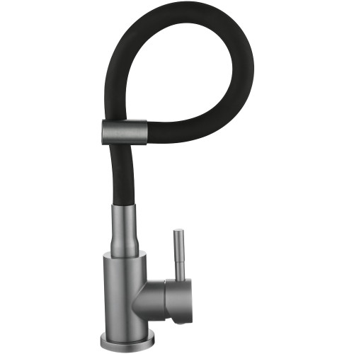 Змішувач для кухні Lidz Aria 015F3 (k35) з гнучким виливом LDARI015F3BGRP49564 Graphite/Black