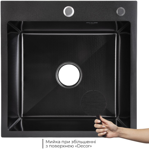 Мийка для кухні інтегрована Lidz Handmade H5050HB Decor Black PVD Honeycomb 2,5/0,5 мм LDH5050BDECPVD48369