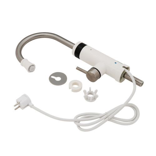 Проточний кран для кухні Lidz Warm 059 LDWAR059WNK35878 White / Nickel