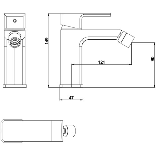 Змішувач для біде  Lidz Dozorca 001AF (k35) Chrome LDDOZ001AFCRM48991