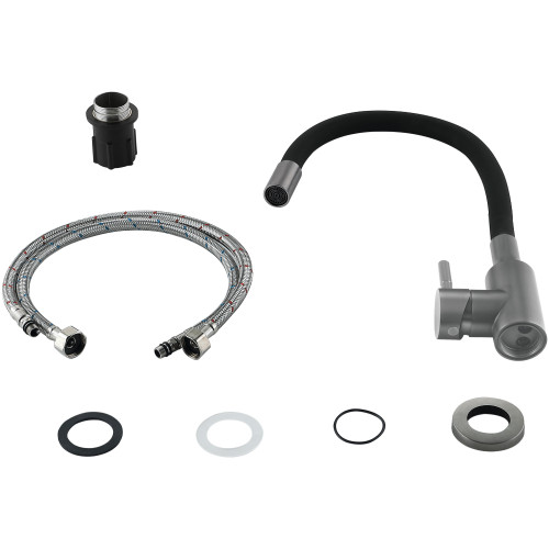 Змішувач для кухні Lidz Aria 015F3 (k35) з гнучким виливом LDARI015F3BGRP49564 Graphite/Black