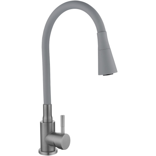 Змішувач для кухні Lidz Aria 015F31 (k35) з гнучким виливом LDARI015F31GGRP49567 Graphite/Grey