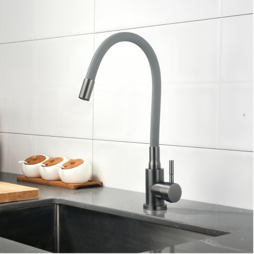 Змішувач для кухні Lidz Aria 015F3 (k35) з гнучким виливом LDARI015F3GGRP49565 Graphite/Grey