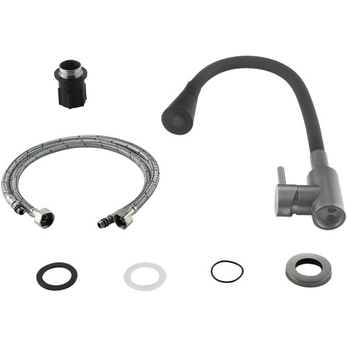 Змішувач для кухні Lidz Aria 015F31 (k35) з гнучким виливом LDARI015F31BGRP49566 Graphite/Black