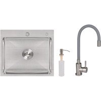 Акційний набір Lidz: мийка H5045 інтегрована Brushed Steel 3,0/1,0 мм + Змішувач Aria для кухні з гнучким виливом (k35) Grey Акційний набір Lidz: мийка H5045 інтегрована Brushed Steel 3,0/1,0 мм + Змішувач Aria для кухні з гнучким виливом (k35) Grey