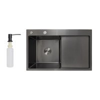 Мийка для кухні інтегрована Lidz Handmade H7849BR крило праворуч (LIDZH7849BRPVD3008) Brushed Black PVD 3,0/1,0 мм Мийка для кухні інтегрована Lidz Handmade H7849BR крило праворуч (LIDZH7849BRPVD3008) Brushed Black PVD 3,0/1,0 мм