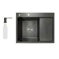 Мийка для кухні інтегрована Lidz Handmade H6350BR крило праворуч (LDH6350BRPVD45590) Brushed Black PVD 3,0/1,0 мм Мийка для кухні інтегрована Lidz Handmade H6350BR крило праворуч (LDH6350BRPVD45590) Brushed Black PVD 3,0/1,0 мм