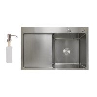 Мийка для кухні інтегрована Lidz Handmade H7849L крило ліворуч (LDH7849BRUL45592) Brushed Steel 3,0/1,0 мм Мийка для кухні інтегрована Lidz Handmade H7849L крило ліворуч (LDH7849BRUL45592) Brushed Steel 3,0/1,0 мм