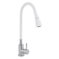 Змішувач для кухні Lidz Aria 015F31 з гнучким виливом (k35) LDARI015F31WNK36981 White / Nickel Змішувач для кухні Lidz Aria 015F31 з гнучким виливом (k35) LDARI015F31WNK36981 White / Nickel