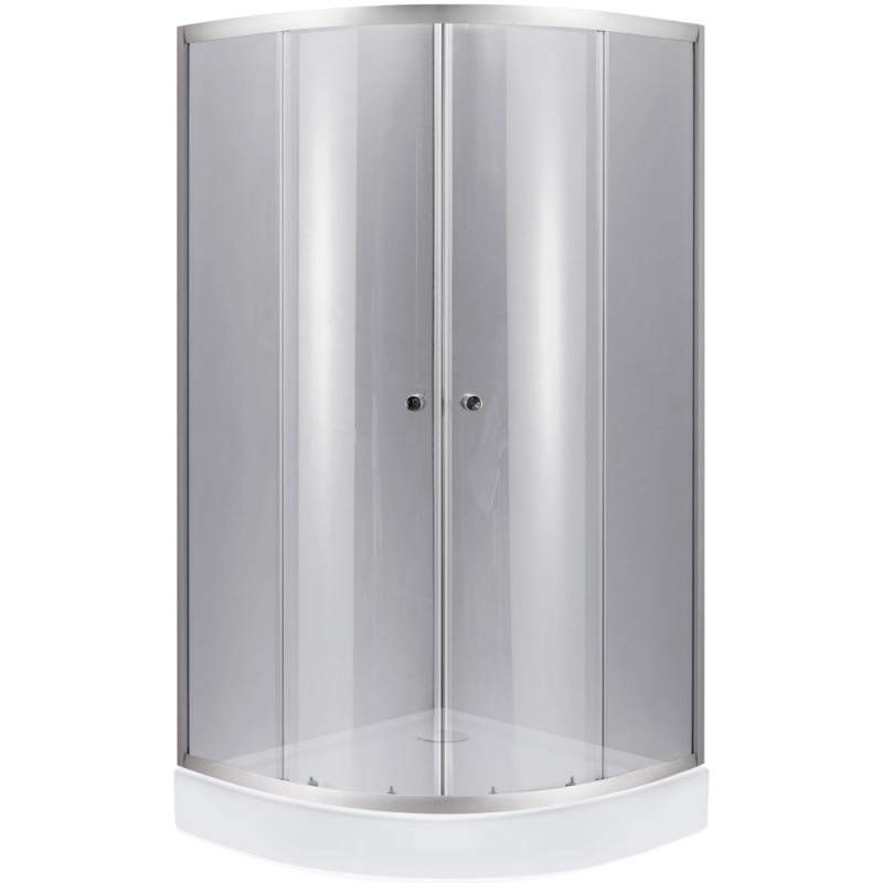 Душевая кабина Latwa SC90x90.SAT.LOW.DGR, полукруглая, стекло тонированное 4 мм + Душевой поддон Kapielka ST90x90x14