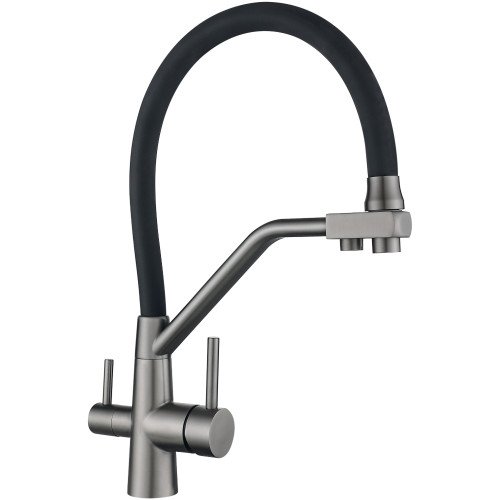 Смеситель для кухни Lidz Aria 020F3 (k35) с гибким изливом и подключением для питьевой воды LDARI020F3BGRP49568 Graphite/Black