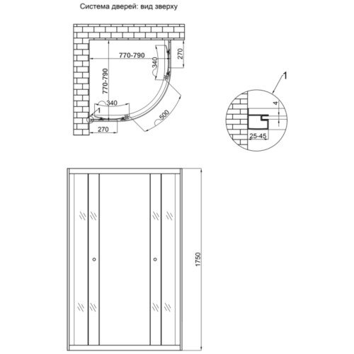 Душова кабіна Lidz Latwa SC79x79.SAT.MID.GR полукругла, для середнього піддону, висота 175 см, скло тоноване 4 мм, без піддону