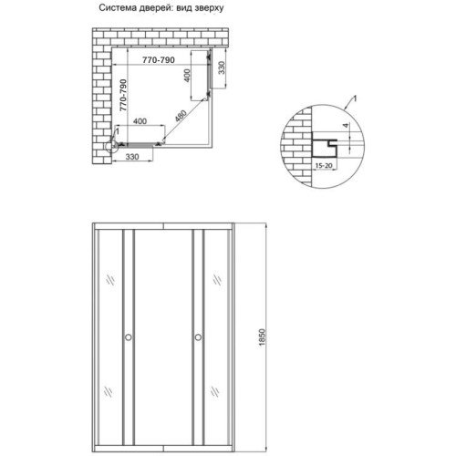 Душевая кабина Lidz Wawel SC79x79.SAT.LOW.GR, стекло тонированное 4 мм без поддона