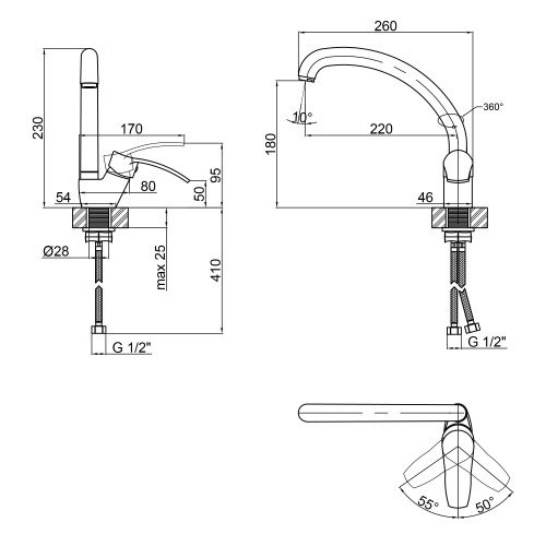 Змішувач для кухні Lidz Anny 008F (k40) LDANN008FCRM35123 Chrome