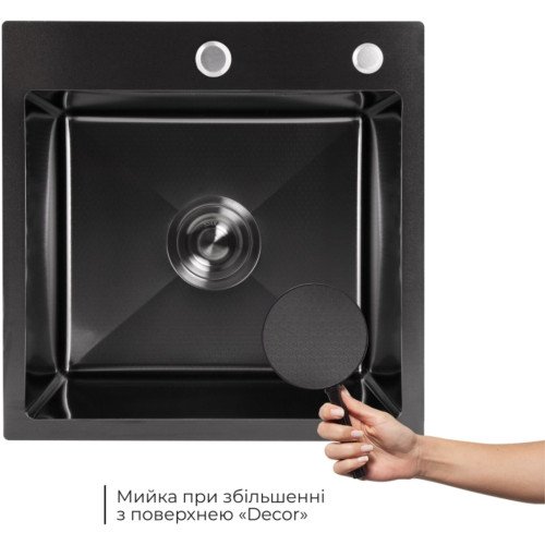 Акційний набір Lidz: мийка H4545 Black PVD Decor 2,5/0,5 мм + Змішувач Aria для кухні з гнучким виливом (k35) Black