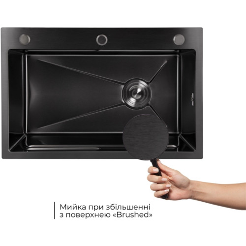 Акционный набор Lidz: мойка H6845 Blaсk PVD 3,0/1,0 мм + Смеситель Aria для кухни с гибким изливом (k35) Black