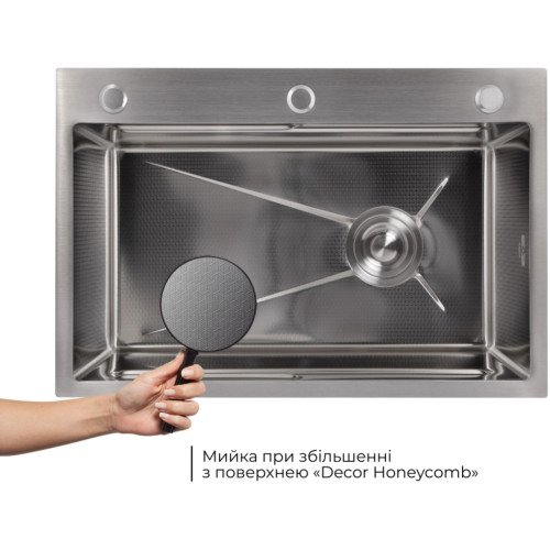 Акційний набір Lidz: мийка H6845 Decor 3,0/1,0 мм + Змішувач Aria для кухні з гнучким виливом (k35) Grey