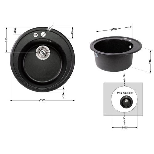 Кухонная мойка Lidz D510/200 BLM-14 (LIDZBLM14D510200)