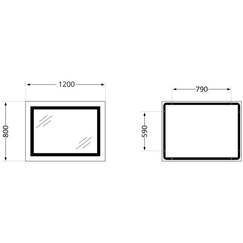 Дзеркало Lidz Kubis (KU1) 1200х800 з LED-підсвічуванням Touch, з антизапотіванням, з димером, рег. яскравості LDKUB120080049008
