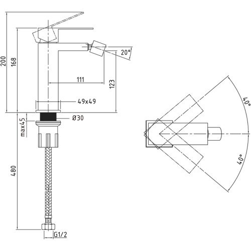Смеситель для биде Lidz Helix 001AF (k35)  LDHEL001AFNKS49181 Nickel