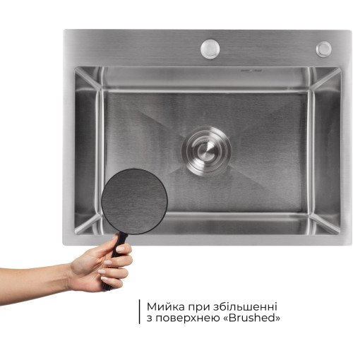 Мийка для кухні інтегрована Lidz Handmade H5843 Brushed Steel 3,0/1,0 мм LDH5843BRU49442