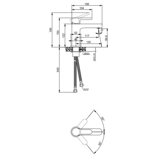 Смеситель латунный для раковины Lidz Astra 001F (k35) LDAST001FCRM48085 Chrome