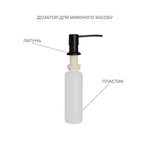 Комплект Lidz Handmade H6350BL Мойка для кухни интегрированная крыло слева BlackPVD в комплекте с дозатором + Lidz K01B Корзина для кухонной мойки