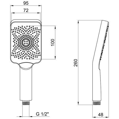 Лейка для ручного душа Lidz Niagara 33 145x95 мм прямоугольная LDNIA33GRP48538 Graphite