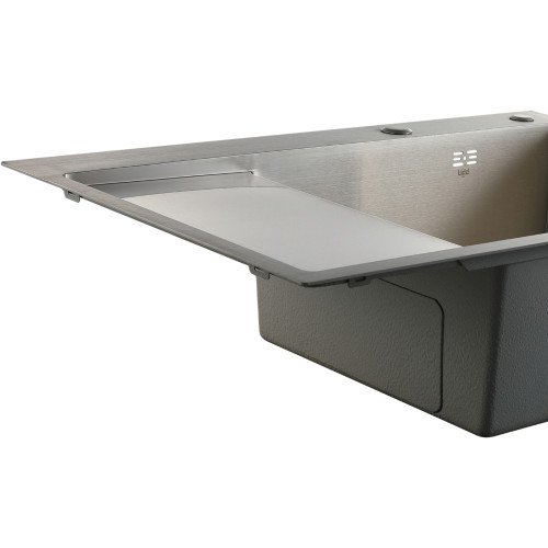Мойка для кухни интегрированная Lidz Handmade Max 500 H7849L Brushed Steel, 3,0/1,0 мм, крыло слева, увеличенная чаша LDH7849LBRU49463